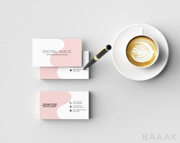کارت-ویزیت-خلاقانه-Business-card-mockup-with-pen-coffee_4976055