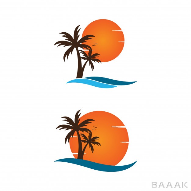 لوگو-خاص-Palm-tree-beach-logo-graphic-design-template_3030179