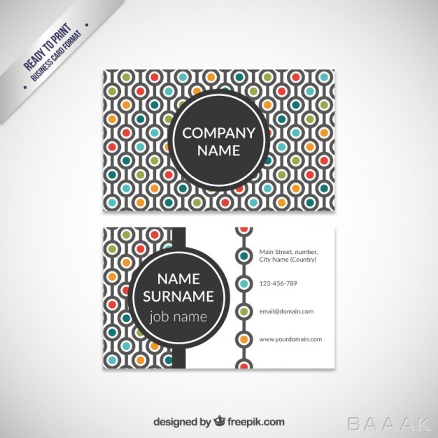 کارت-ویزیت-خلاقانه-Abstract-business-card-with-colored-dots_801383