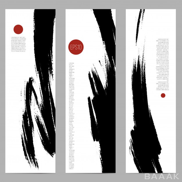 بنر-مدرن-و-جذاب-Set-three-vertical-banners-with-ink-spots-by-brush_800276323