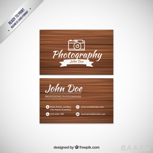 کارت-ویزیت-خلاقانه-Photography-business-card-with-wood-texture_823427
