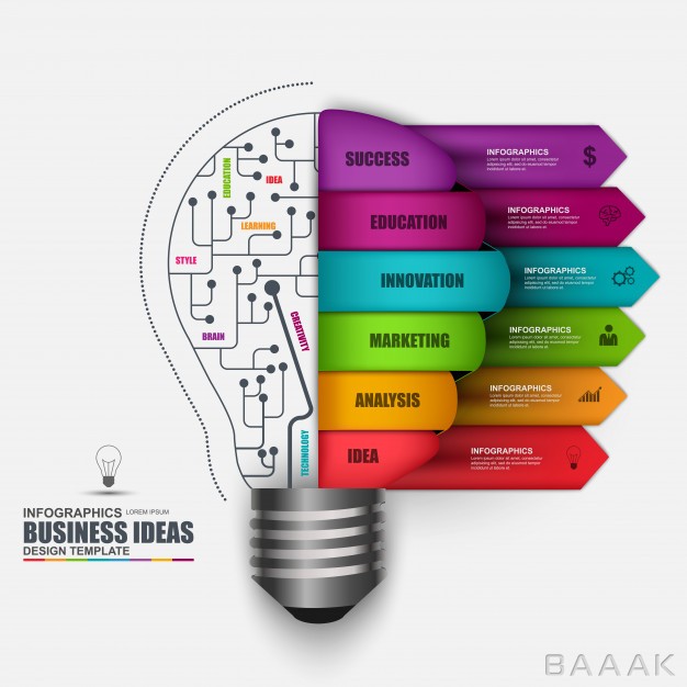 اینفوگرافیک-زیبا-و-جذاب-Infographic-business-light-bulb-vector-design-template-can-be-used-workflow-processes_1616789