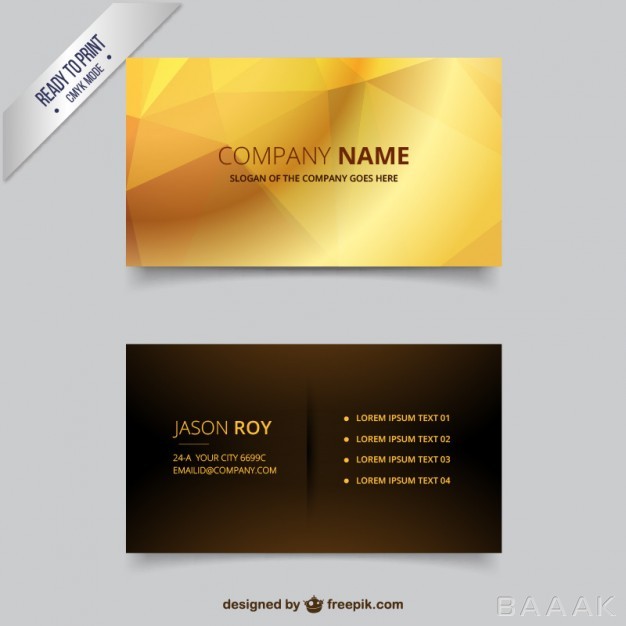 کارت-ویزیت-فوق-العاده-Polygonal-business-card-golden-brown-tones_812018