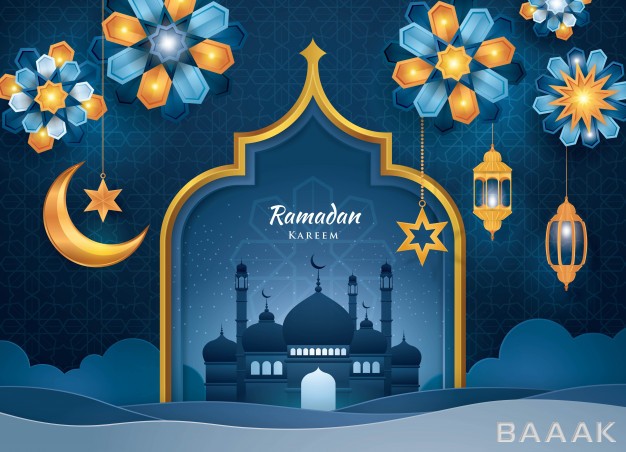 رمضان-جذاب-و-مدرن-Ramadan-kareem-greeting-card-islamic-art-style-paper-art_126947022