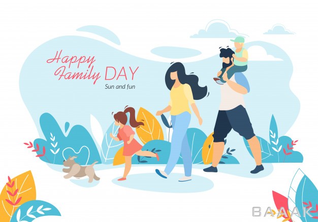 بنر-خاص-و-خلاقانه-Happy-family-day-horizontal-banner-mother-father-daughter-son-walking-with-pet_364839787