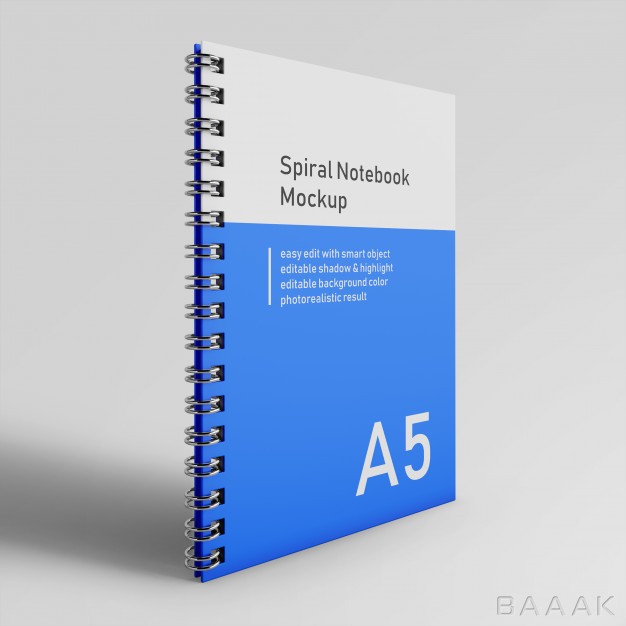 موکاپ-زیبا-Realistic-single-corporate-identity-hardcover-spiral-binder-notebook-mockup-design-template-front-perspective-view_849594742