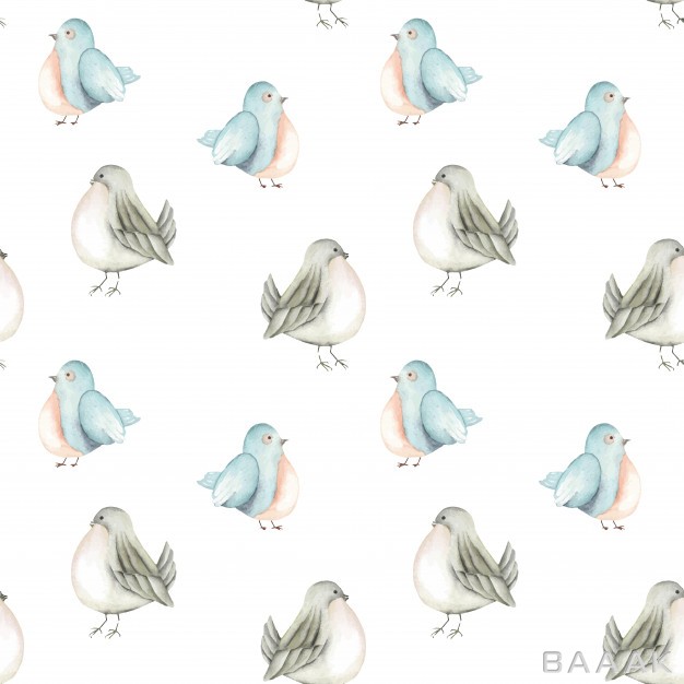 پترن-زیبا-و-خاص-Seamless-pattern-watercolor-blue-birds_250959768