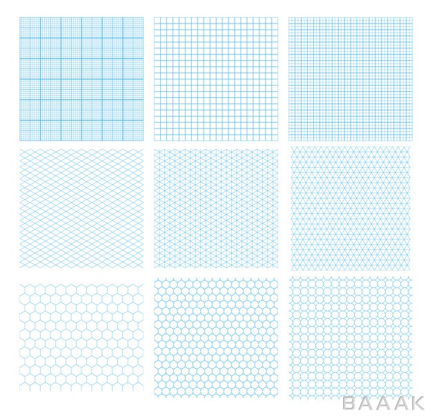 پترن-مدرن-و-خلاقانه-Set-nine-cyan-geometric-grids-seamless-patterns-isolated-millimetric-isometric-hexagonal-circles_459813189