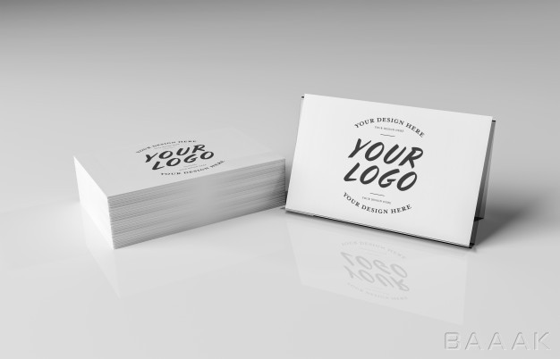 کارت-ویزیت-جذاب-White-business-card-stack-white-surface-mockup_5098130