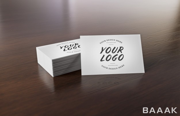 کارت-ویزیت-جذاب-White-business-card-stack-wooden-desk-mockup_5098085