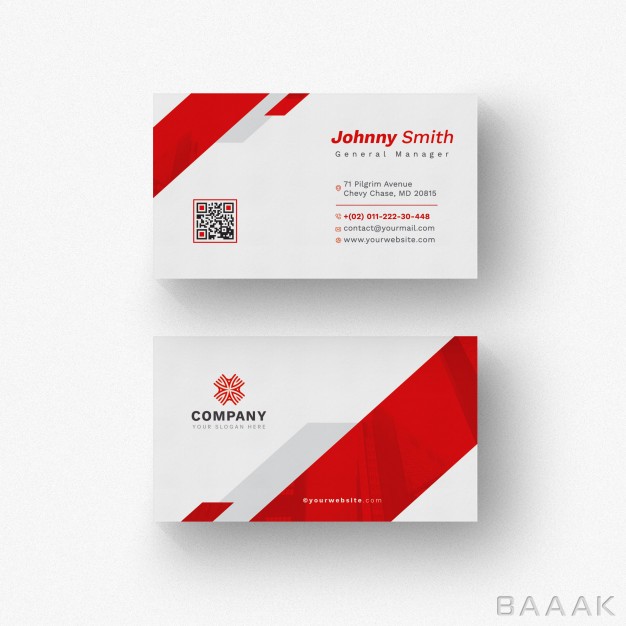 کارت-ویزیت-زیبا-White-business-card-with-red-details_2899217