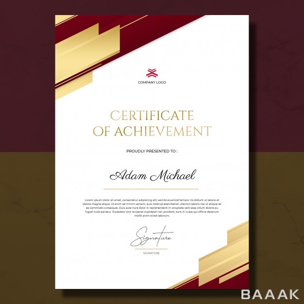 قالب-سرتیفیکیت-مدرن-و-جذاب-Minimalist-gold-red-certificate-achievement-template_833156755