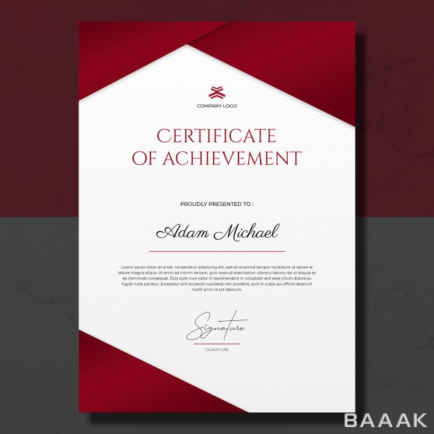 قالب-سرتیفیکیت-خاص-Minimalist-red-white-certificate-achievement-template_426680757
