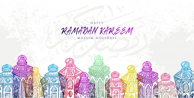 رمضان-خاص-و-مدرن-Sketch-hand-drawn-banner-ramadan-kareem-lantern_294356574