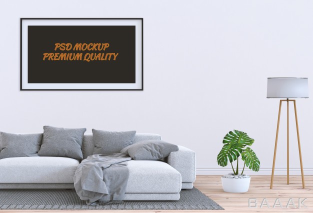 قاب-زیبا-و-جذاب-Mock-up-poster-frame-interior-living-room-sofa-3d-render_894919010