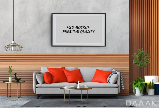 قاب-جذاب-Mock-up-poster-frame-interior-living-room-sofa-3d-render_622631038