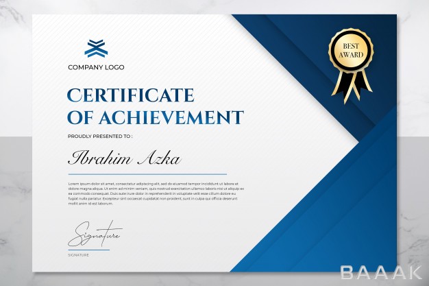 قالب-سرتیفیکیت-زیبا-و-خاص-Modern-blue-gold-certificate-achievement-template_301988496