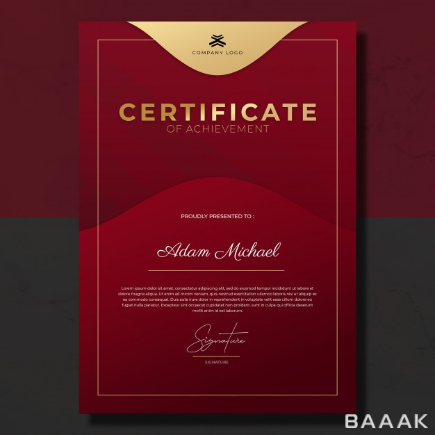 قالب-سرتیفیکیت-جذاب-Modern-red-maroon-gold-certificate-achievement-template_377645101