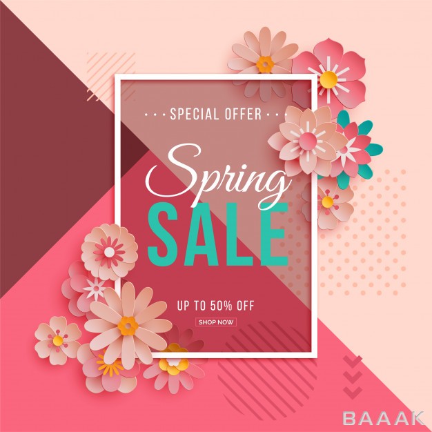 پوستر-پرکاربرد-Spring-sale-poster-with-paper-flowers_629796468