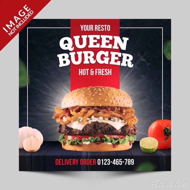 اینستاگرام-پرکاربرد-Square-banner-flyer-instagram-post-fast-food-restaurant-with-burger-photo_379763870