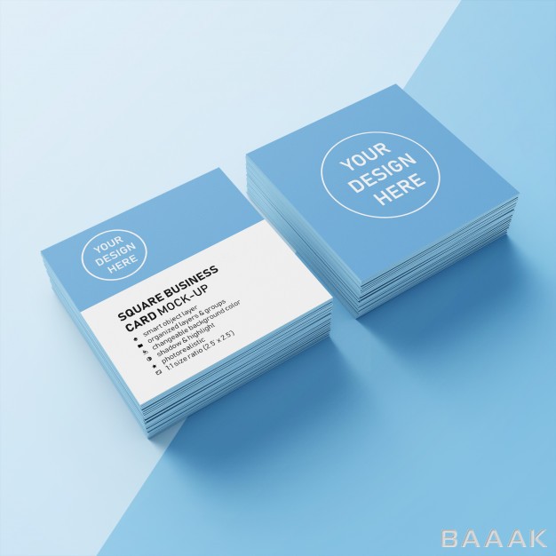 کارت-ویزیت-جذاب-Premium-two-stacked-square-photorealistic-business-card-mockup-design-template-upper-perspective-view_4489079