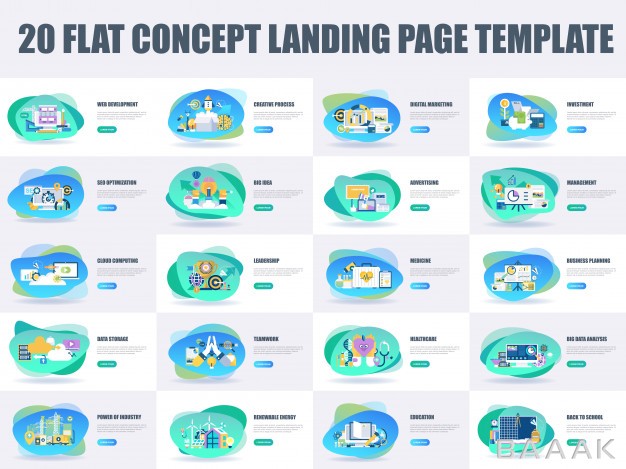 صفحه-فرود-زیبا-و-خاص-Bundle-flat-design-concept-landing-page-template_3231632