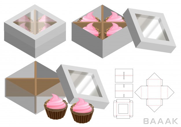 موکاپ-خاص-Cupcake-box-packaging-die-cut-template-design-3d-mock-up_696070330