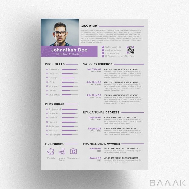 قالب-رزومه-فوق-العاده-Purple-resume-template_998935194
