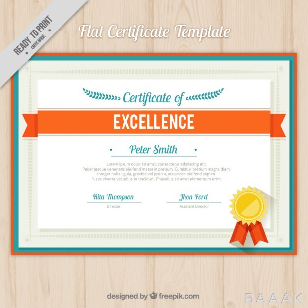 قالب-سرتیفیکیت-خاص-و-مدرن-Flat-certificate-template-with-orange-ribbon_740809887
