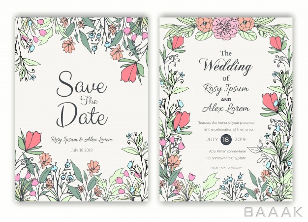 قاب-مدرن-و-جذاب-Floral-hand-drawn-frame-wedding-invitation_345019660