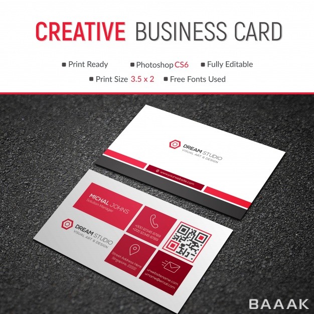 کارت-ویزیت-خاص-و-مدرن-Creative-red-business-card-mockup_1786702