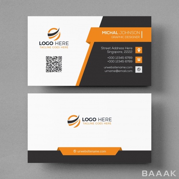 کارت-ویزیت-مدرن-و-جذاب-Business-card-mockup-with-orange-elements_2402636