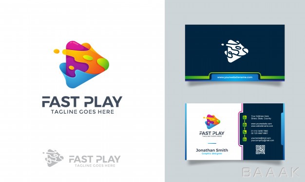 کارت-ویزیت-خاص-و-مدرن-Fast-play-logo-with-business-card_4420344
