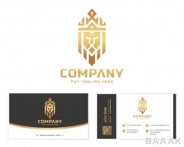کارت-ویزیت-خلاقانه-Lion-king-gold-logo-with-stationery-business-card_5435523