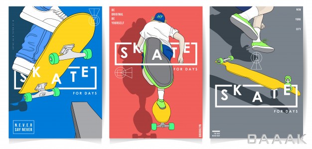پوستر-خاص-Modern-style-skateboarding-with-typography-poster-collection_111316746