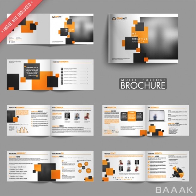 بروشور-مدرن-Collection-business-brochures-with-black-orange-shapes_561538260