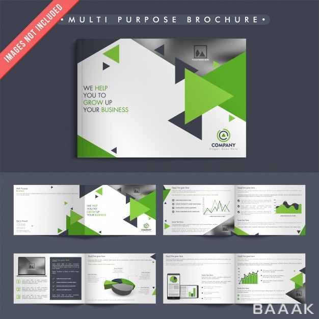 بروشور-مدرن-Business-brochures-with-green-gray-triangles_1069180