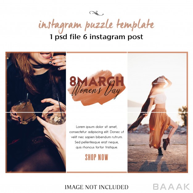 اینستاگرام-خاص-و-خلاقانه-Happy-women-s-day-8-march-greeting-instagram-puzzle-grid-collage-template_412109514