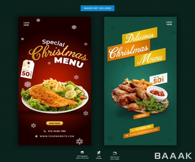 اینستاگرام-خاص-و-مدرن-Christmas-menu-restaurant-food-instagram-stories-template-premium-psd_507593416