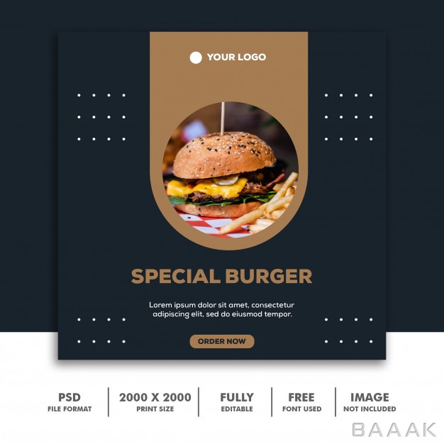 شبکه-اجتماعی-جذاب-Social-media-post-template-square-banner-instagram-restaurant-food-clean-elegant-modern-gold-burger_486283823