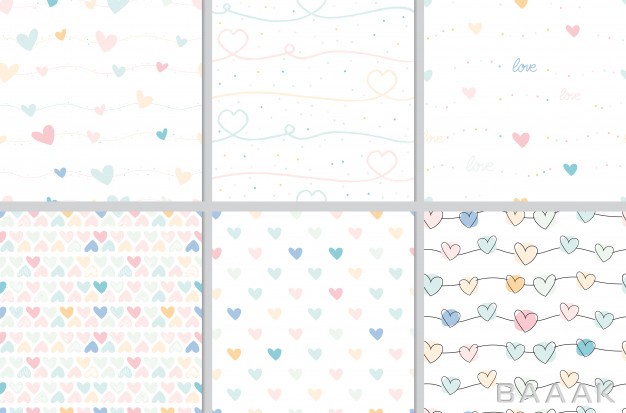 پترن-زیبا-و-جذاب-Pastel-valentine-doodle-heart-seamless-pattern-collection_308203631