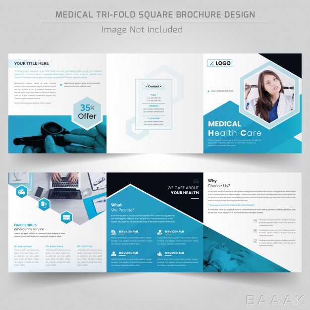 بروشور-خاص-Medical-hospital-square-trifold-brochure_5138830