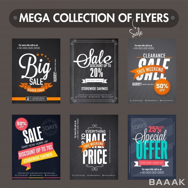 تراکت-خاص-و-خلاقانه-Mega-collection-big-sale-discount-flyers-templates-banners-design_661317132