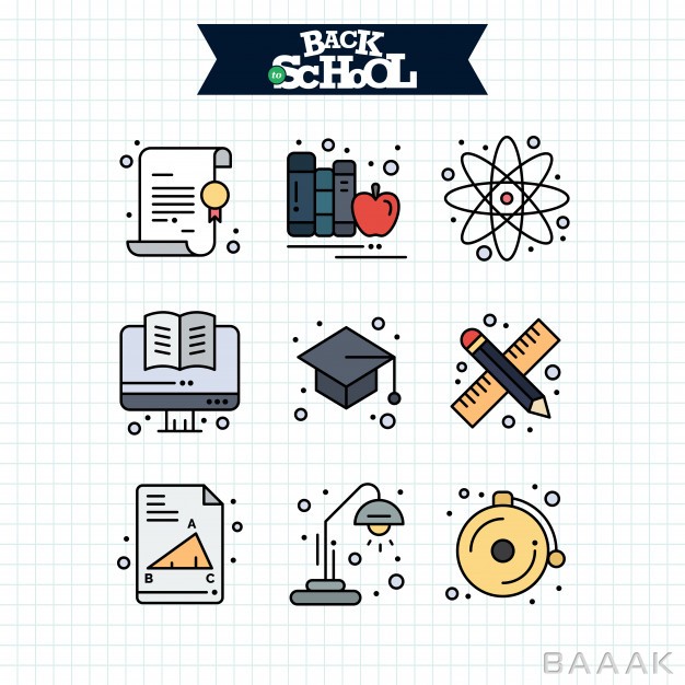آیکون-خلاقانه-Back-school-icon-education-learning-line-icons-set_515370367