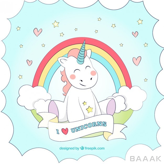 پس-زمینه-خاص-و-خلاقانه-Hand-drawn-nice-unicorn-background-with-rainbow_832504627