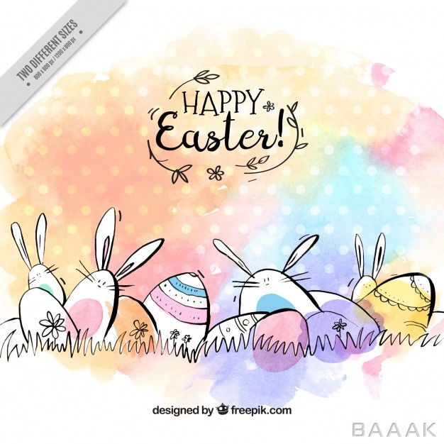 پس-زمینه-مدرن-و-جذاب-Fantastic-easter-background-with-eggs-rabbits-watercolor-style_240349404