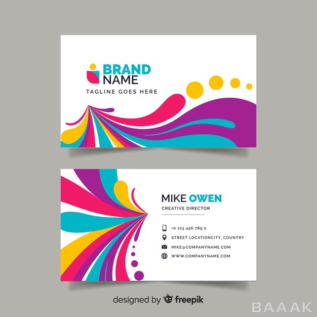 کارت-ویزیت-خلاقانه-Abstract-colorful-business-card-template_5891011