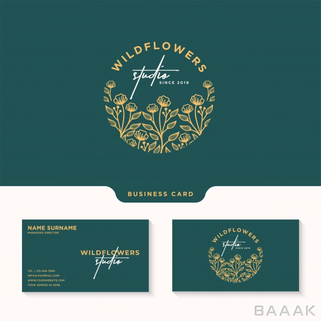 کارت-ویزیت-مدرن-و-جذاب-Feminine-floral-logo-wildflower-studio-logotype-business-card-template_5436211