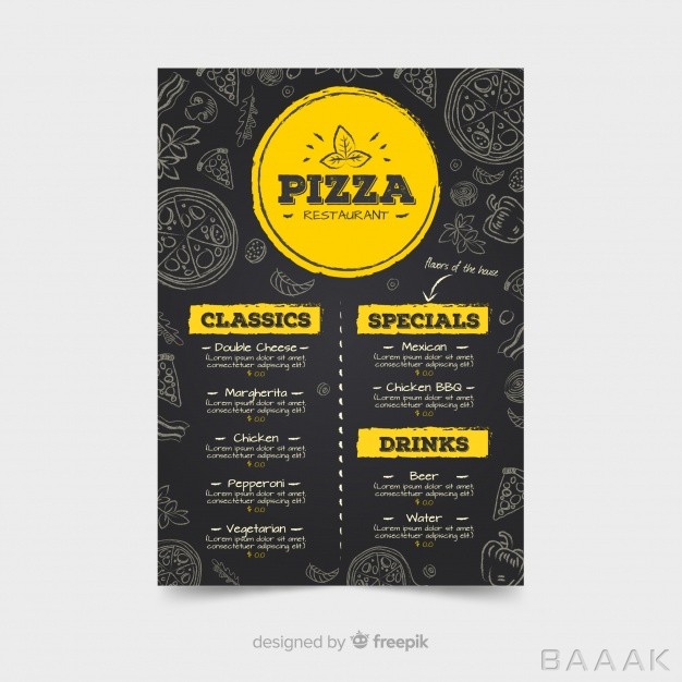 منو-مدرن-و-خلاقانه-Pizza-restaurant-menu-template-with-chalkboard-style_289053370