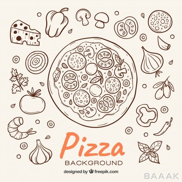 پس-زمینه-مدرن-و-خلاقانه-Pizza-sketch-background-ingredients_457900301